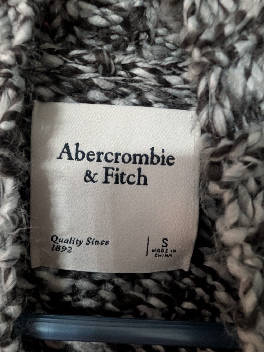 Abercrombie & Fitch Black and White Marled Cowl-Neck Sweater